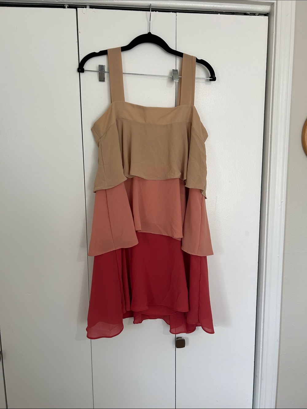 Space 46 Boutique Tiered Sleeveless Camisole - Beige, Peach & Red